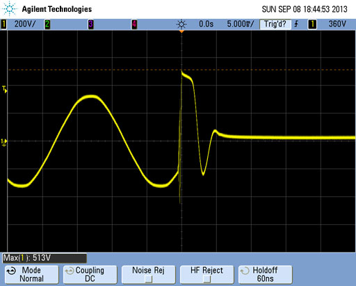 Switchoff transient with VDR and new X2 capacitor
